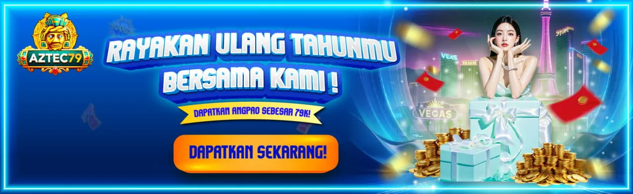 Banner promo angpao ulang tahun 79K di aztec79.io
