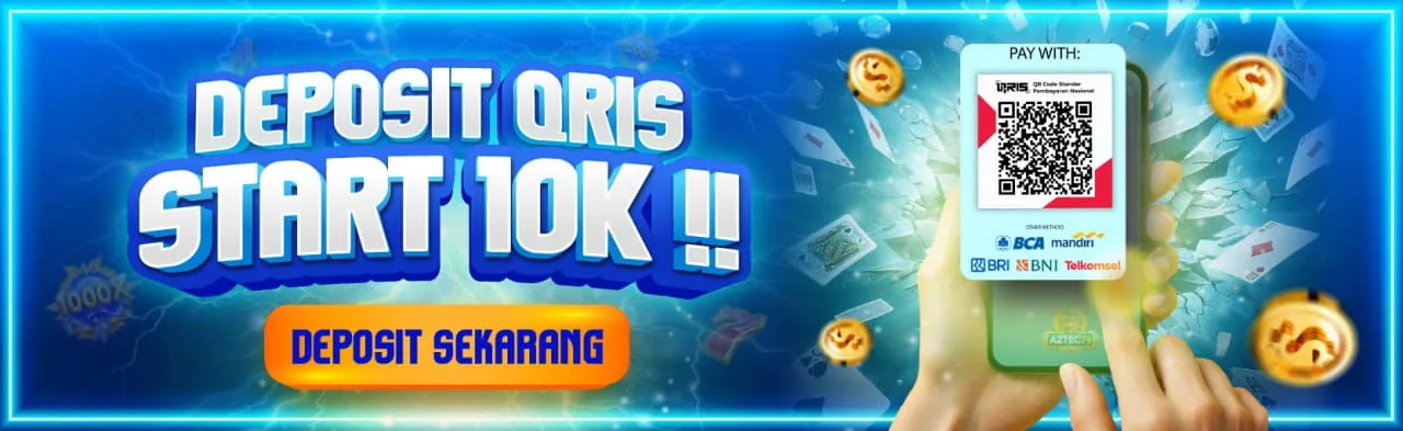 Banner promo deposit QRIS mulai 10K di aztec79.io